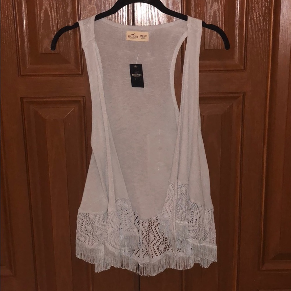 Hollister Grey fringe vest
